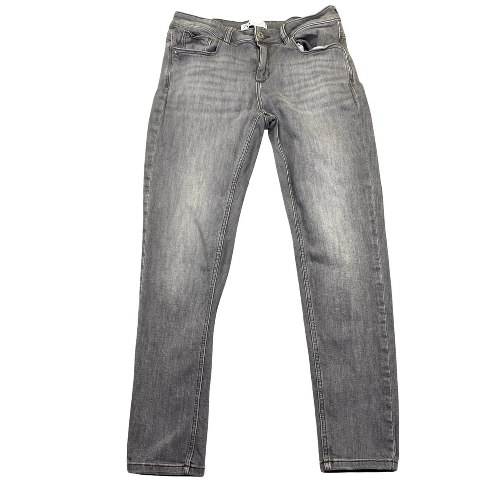 ZARA Grey‎ Washed Skinny Jeans Women Sz 8 Fits 28" Grunge Preppy retro Western